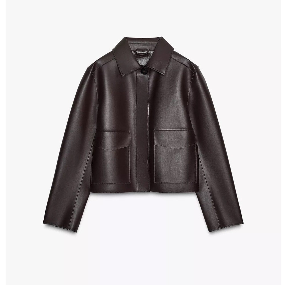 Zara SHORT FAUX LEATHER JACKET